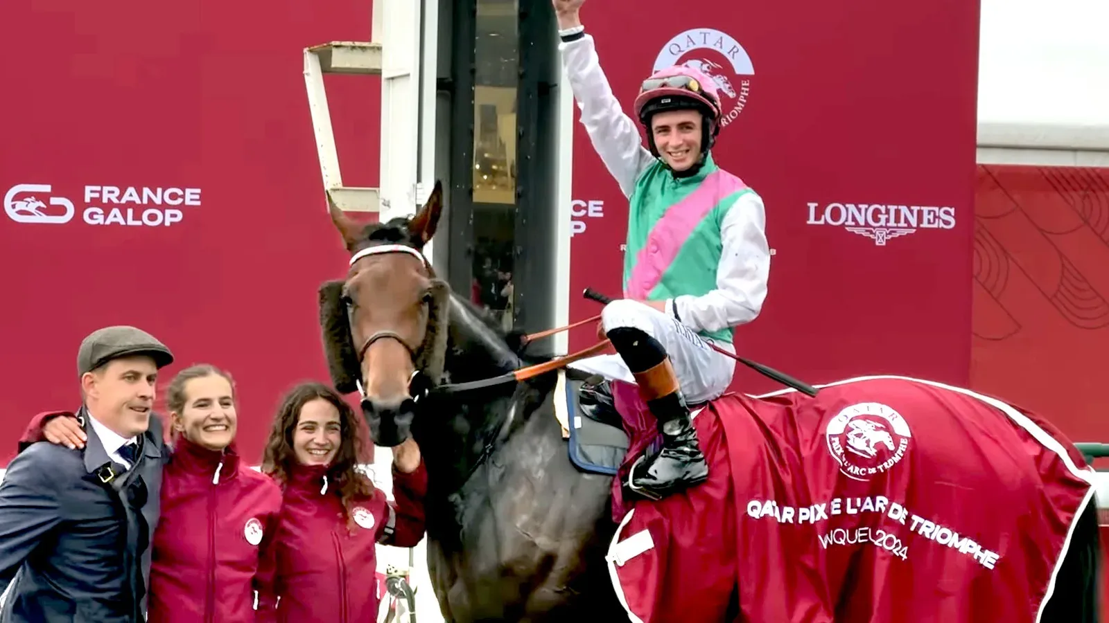 Bluestocking and jockey Rossa Ryan with the winning team at the 2024 Prix de l’Arc de Triomphe