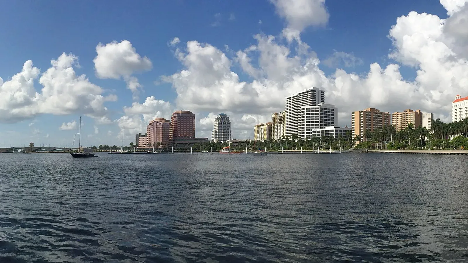 West Palm Beach’s downtown waterfront viewed across the Intracoastal Waterway in September 2014, outside the boat show